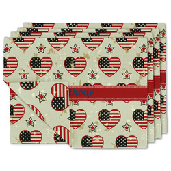 Americana Double-Sided Linen Placemat - Set of 4 w/ Name or Text