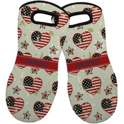 Americana Neoprene Oven Mitts - Set of 2 w/ Name or Text