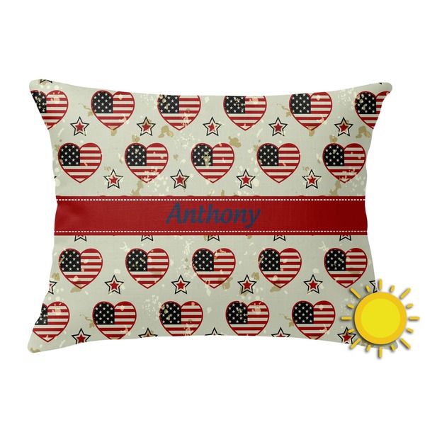 Custom Americana Outdoor Throw Pillow (Rectangular) (Personalized)