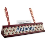 Americana Red Mahogany Nameplate with Business Card Holder (Personalized)