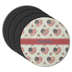 Americana Round Rubber Backed Coasters - Set of 4 (Personalized)
