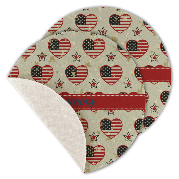 Custom Americana Round Linen Placemat - Single Sided - Set of 4 (Personalized)