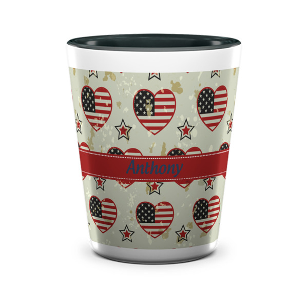 Custom Americana Ceramic Shot Glass - 1.5 oz - Two Tone - Single (Personalized)