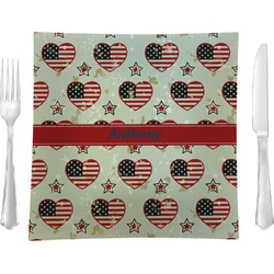 Americana 9.5" Glass Square Lunch / Dinner Plate- Single or Set of 4 (Personalized)