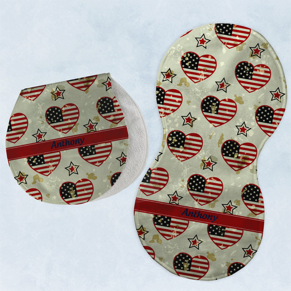 Custom Americana Burp Pads - Velour - Set of 2 w/ Name or Text