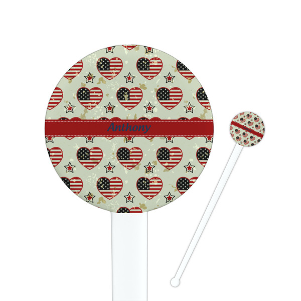 Custom Americana 7" Round Plastic Stir Sticks - White - Single Sided (Personalized)