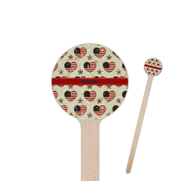 Custom Americana 7.5" Round Wooden Stir Sticks - Double Sided (Personalized)