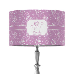 Lotus Flowers 12" Drum Lamp Shade - Fabric (Personalized)