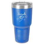 Lotus Flowers 30 oz Stainless Steel Tumbler - Royal Blue - Single-Sided (Personalized)