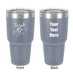 Lotus Flowers 30 oz Stainless Steel Tumbler - Grey - Double-Sided (Personalized)