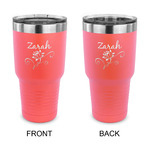 Lotus Flowers 30 oz Stainless Steel Tumbler - Coral - Double Sided (Personalized)