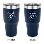 Lotus Flowers 30 oz Stainless Steel Tumbler - Navy - Double Sided (Personalized)