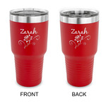 Lotus Flowers 30 oz Stainless Steel Tumbler - Red - Double Sided (Personalized)