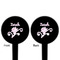 Lotus Flowers Black Plastic 4" Food Pick - Round - Double Sided - Front & Back