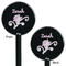 Lotus Flowers Black Plastic 5.5" Stir Stick - Double Sided - Round - Front & Back