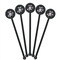 Lotus Flowers Black Plastic 5.5" Stir Stick - Round - Fan View