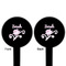 Lotus Flowers Black Plastic 6" Food Pick - Round - Double Sided - Front & Back