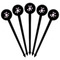 Lotus Flowers Black Plastic 6" Food Pick - Round - Fan View