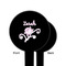 Lotus Flowers Black Plastic 6" Food Pick - Round - Single Sided - Front & Back