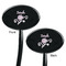 Lotus Flowers Black Plastic 7" Stir Stick - Double Sided - Oval - Front & Back