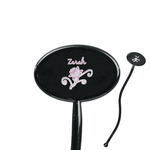 Lotus Flowers 7" Oval Plastic Stir Sticks - Black - Double Sided (Personalized)