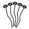 Lotus Flowers Black Plastic 7" Stir Stick - Oval - Fan