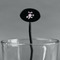 Lotus Flowers Black Plastic 7" Stir Stick - Oval - Main