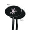 Lotus Flowers Black Plastic 7" Stir Stick - Single Sided - Oval - Front & Back