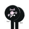 Lotus Flowers Black Plastic 7" Stir Stick - Single Sided - Round - Front & Back