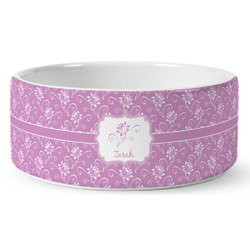 Lotus Flowers Ceramic Dog Bowl (Personalized)