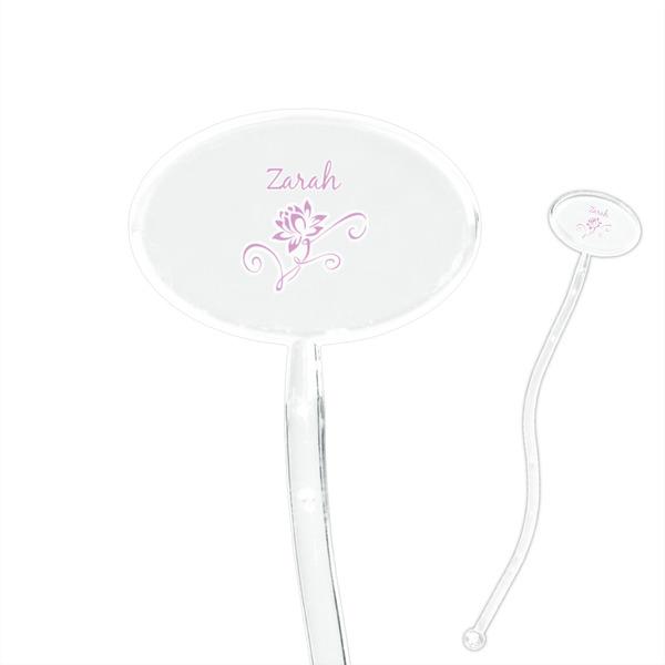 Custom Lotus Flowers 7" Oval Plastic Stir Sticks - Clear (Personalized)