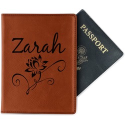 Lotus Flowers Passport Holder - Faux Leather - Double Sided (Personalized)