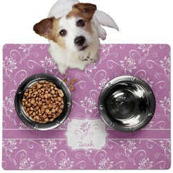 Lotus Flowers Dog Food Mat - Medium w/ Name or Text