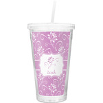 Lotus Flowers Double Wall Tumbler with Straw (Personalized)