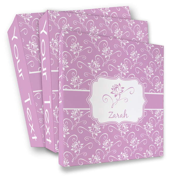 Custom Lotus Flowers 3 Ring Binder - Full Wrap (Personalized)