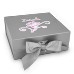 Lotus Flowers Gift Box with Magnetic Lid - Silver (Personalized)