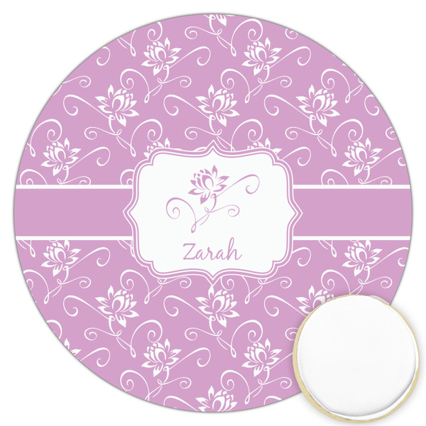 Custom Lotus Flowers Printed Cookie Topper - 3.25" (Personalized)