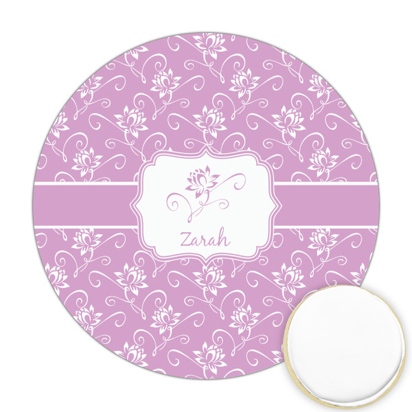 Custom Lotus Flowers Printed Cookie Topper - Round (Personalized)