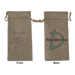 Lotus Flowers Large Burlap Gift Bag - Front & Back (Personalized)