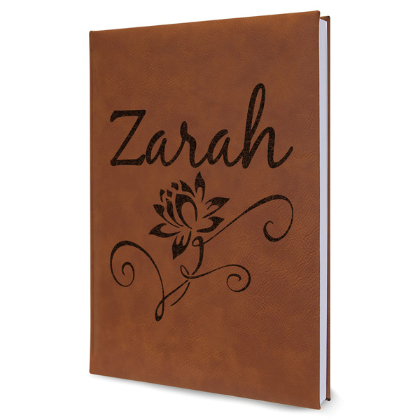 Custom Lotus Flowers Leather Sketchbook - Large - Double Sided (Personalized)