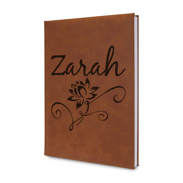 Custom Lotus Flowers Leather Sketchbook - Small - Double Sided (Personalized)