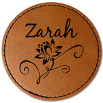 Lotus Flowers Faux Leather Iron On Patch - Round (Personalized)