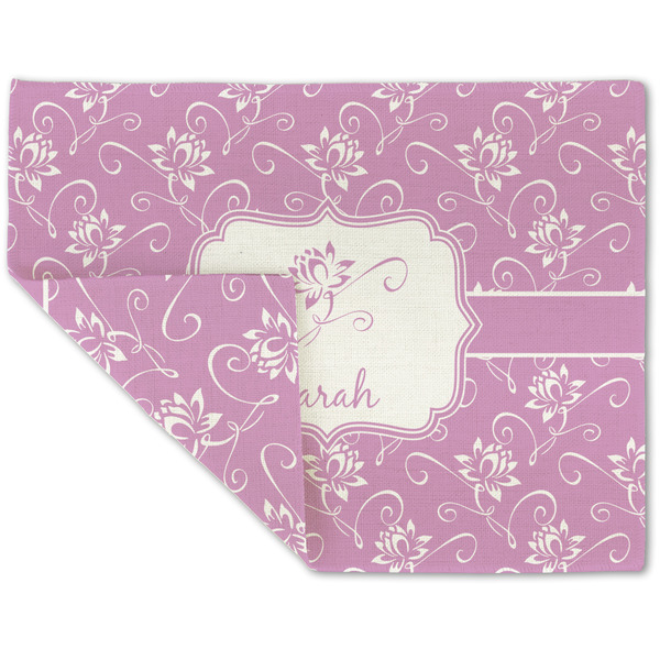 Custom Lotus Flowers Double-Sided Linen Placemat - Single w/ Name or Text