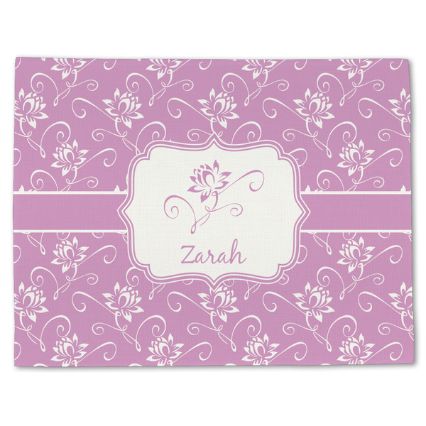 Custom Lotus Flowers Single-Sided Linen Placemat - Single w/ Name or Text