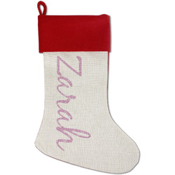 Lotus Flowers Red Linen Stocking (Personalized)