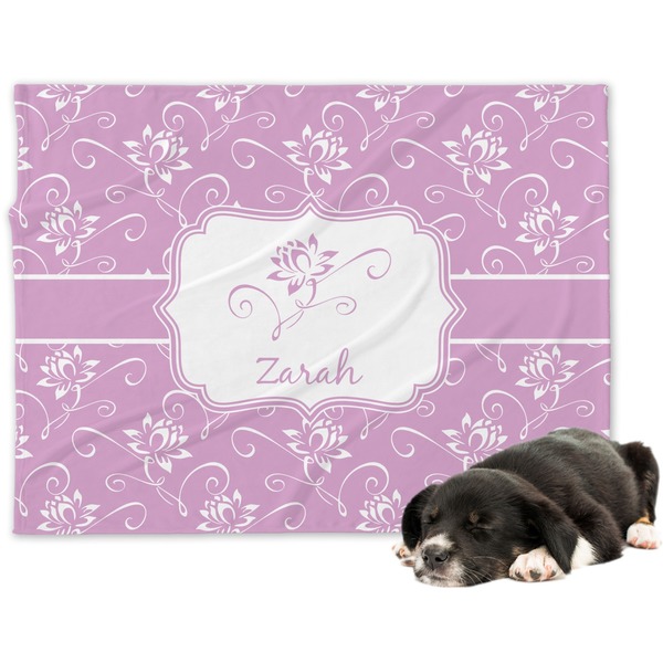 Custom Lotus Flowers Dog Blanket - Large (Personalized)