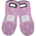 Lotus Flowers Neoprene Oven Mitts - Set of 2 w/ Name or Text