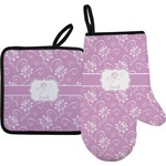 Lotus Flowers Oven Mitt & Pot Holder Set w/ Name or Text