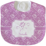 Lotus Flowers Velour Baby Bib w/ Name or Text