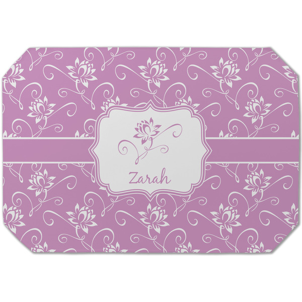 Custom Lotus Flowers Dining Table Mat - Octagon (Single-Sided) w/ Name or Text